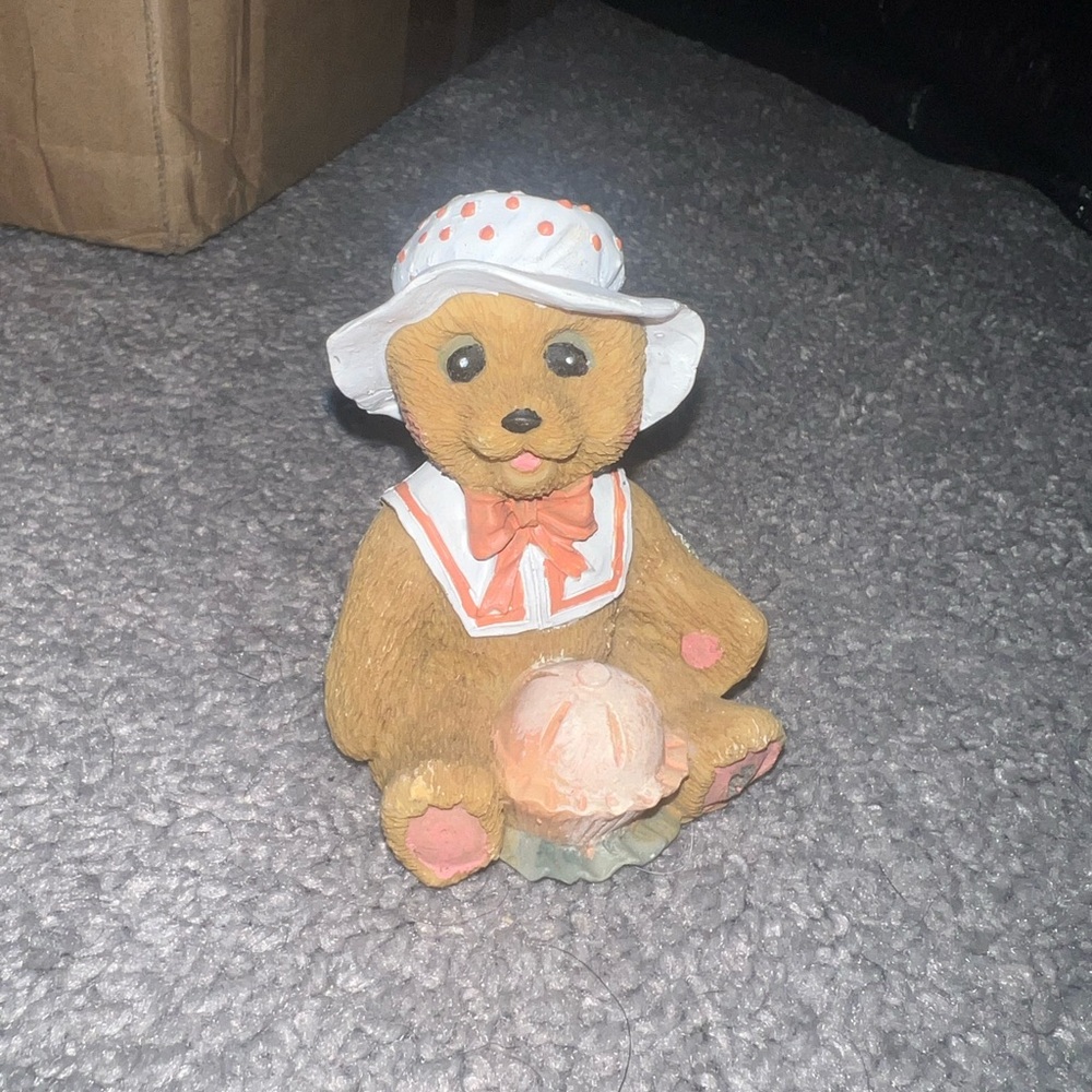 Adorable Tan Bear Figurine with Hat